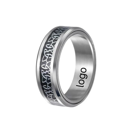 8mm New stainless steel Black Oil viking Celtic Triangle Knot Spinning Rotating Ring stainless steel ring finger rings