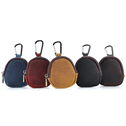 Hot Sale Small Coin Purse Customize Earphone Storage Bag Vintage Crazy Horse Leather Coin Purse