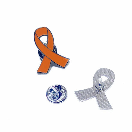 Factory Enamel Orange Leukemia Kidney Cancer Awareness Ribbon Brooch Backpack Suit Hat Clothes Pin Badge Brooches Lapel Pin
