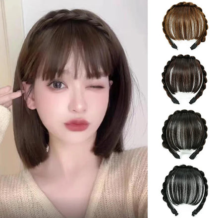 Fujia Front Hair Bangs Fringe Hair Extensions Synthetic Wigs Headband Small Cap Size Short Length for Women Girls