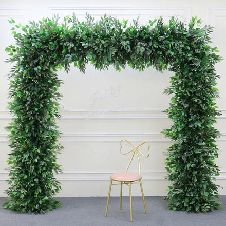 A7606 Green Willow Leaf Eucalyptus Banyan Plants Arrangement Wedding Arch Backdrop Decor Hanging Floral Row Party Stage Props