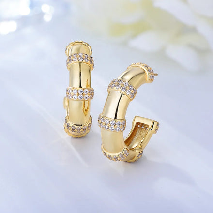 PEISHANG Trendy Jewelry 18K Gold Plated Tarnish Free Jewellery Huggie Cubic Zircon Fashion CZ Brass Cuff Earrings Jewelry