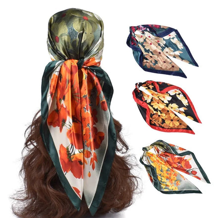 Digital Printing Luxury Woman 100% Polyester Scarves Custom Printed Personalized Long Square 100% Satin Silk Hijab Scarf
