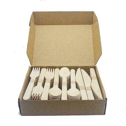 Custom Printing logo Disposable Wooden Cutlery Knife Fork and Spoon