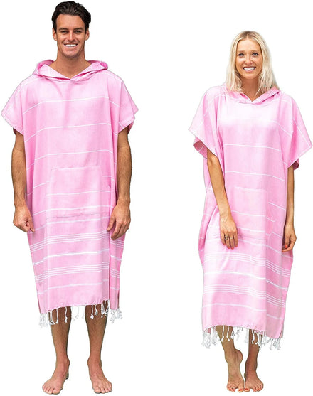 Wholesale Quick Dry Turkish Adult Hooded Beach Cotton Surf Poncho Towel Striped Color