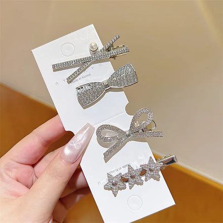 French Fashion Crystal Word Bling Hair Clips Rhinestone Bobby Custom Word Letter Hair Pins for Girls Hair Pins for Girls