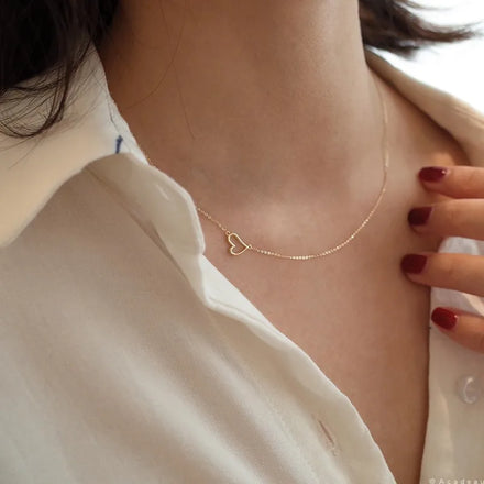 Wholesale 925 Sterling Silver 14k Gold Plated Love Heart Necklace Female Pendant Minimalist Small Clavicle Chain