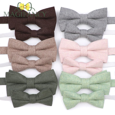Classic Parent-Child Wool Cashmere Bowtie Sets Kids Pet Men Family Butterfly Party Dinner Wedding Suit Bow Tie Gift Accessory
