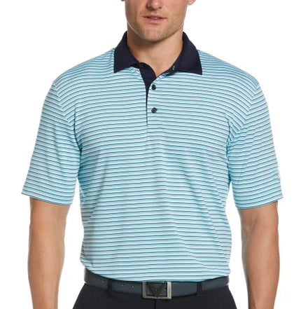 Custom 4 Way Stretch 92% Polyester 8% Spandex Golf Polo Shirts With Stripes Logo