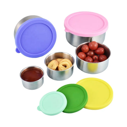 Small 100/200/400/650ml Modern Stainless Steel 304 Food Container Silicone Lid Freshness Preservation Detachable Design Lunch