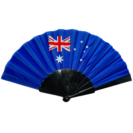 Custom Promotional Personalized Plastic Handheld Folding Fans with National Flag and Cartoon Logo Designs