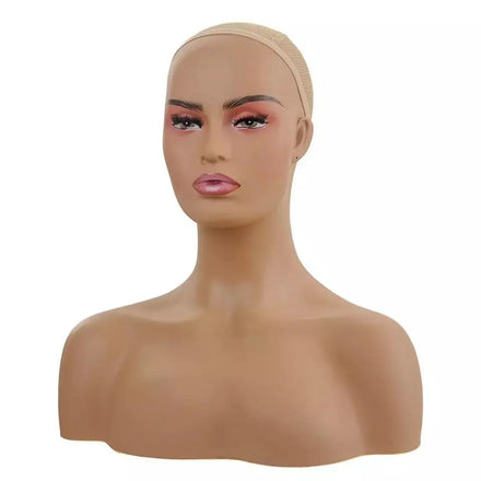 PVC Realistic Female Wig Display With Shoulder Hair Makeup Mannequin Head