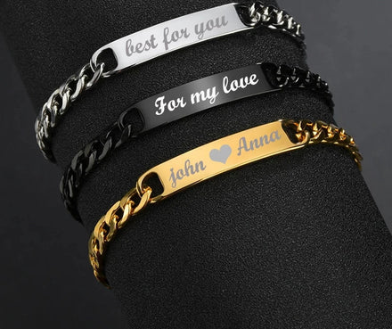 Stainless Steel Jewelry Customized Personalized Letters Bangle Custom Men's Name Bracelet NK Chain