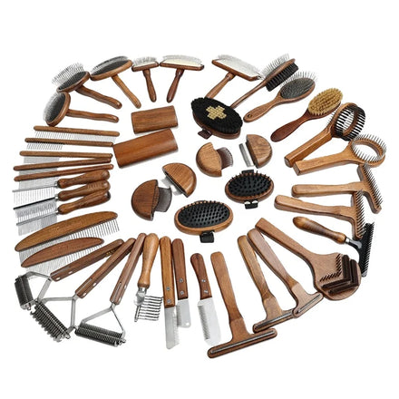Luxury Wooden Handle Pet Grooming Supplies Dog Shedding Brush Cat Dematting Knotting Combs Hair Removal Brushes