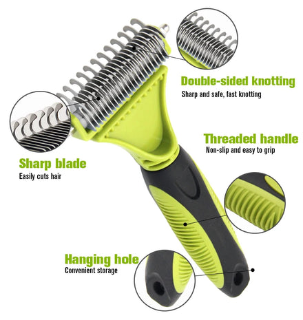 Custom Stainless Steel Cleaning Double-sided Pet Dog and Cat Hair Removal Open Knot Comb Shearing Hair Shedding Rake Comb Brush