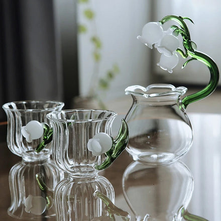 Tea Glass Japanese Creative Handmade Valley Decorative Goblet Candlestick Home Drinking Tea Glass Cup