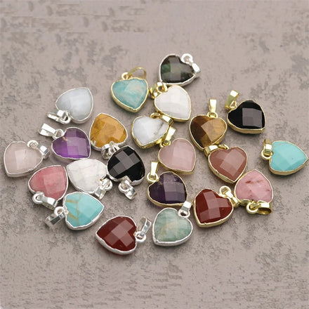 Fashion Jewelry Real Natural Black Agate Tigers Eye Pendant Heart Faceted Pendant