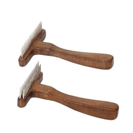 Wholesale Two Type Wooden Handle Metal Needle Pet Rake Comb Cat Dog Kont Brush Comb for Pet Cat Dog