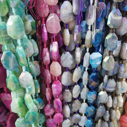 Irregular Shape Different Dyed Color Agate Slice Stone Bead Loose Strand Fine Jewelry for Making Bracelet Necklace