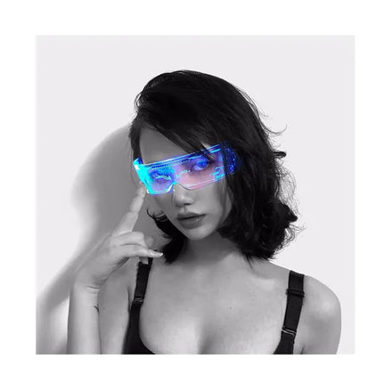 Cyberpunk LED Flashing Luminous Sunglasses with Acrylic Frame-Portable Battery Operated Christmas Party Wear Hot Selling