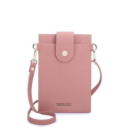 Fashion Shoulder Adjustable Waterproof Lanyard Leather Card Slots Wallet Mobile Phone Case Bag for Women Girls