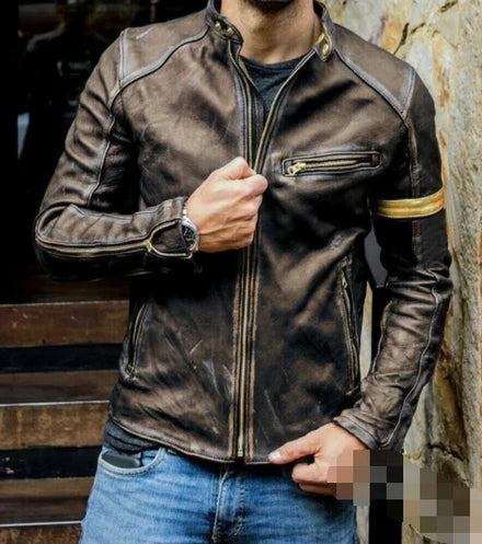 OEM ODM New Fashion Winter Men Clothing Outwear Vintage Faux Leather Coat Windbreaker Plus Size 5XL Jacket