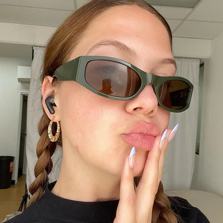 UNOC 2022 New Small Frame Hip Hop Sunglasses Retro Sport Sun Glasses with Mirror Lenses Red & Gray Frames for Men & Women