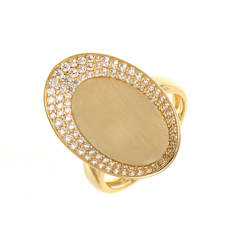 Hot Sale Fashion Small 5A Zircon Diamond Sliver 18k Gold Plated Engagement Rings Wedding Chunky Rings Jewelry Women