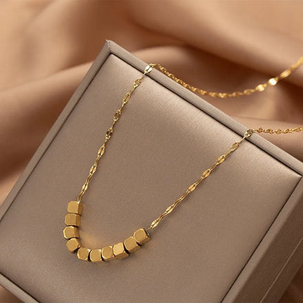 Collares De Moda Para Mujer Gold Plated Square Pendant  Geometric Charm Necklace Stainless Steel Fashion Jewelry Necklaces