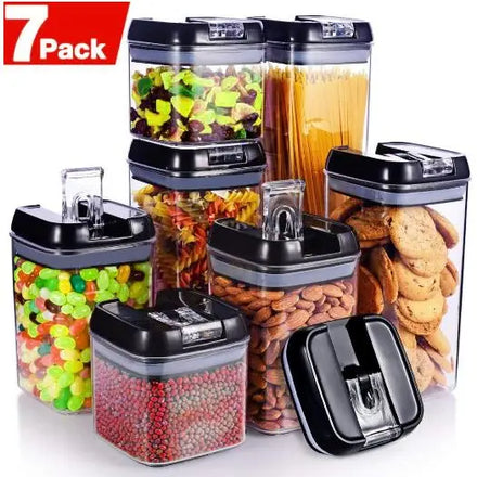 7 Pcs Silicone Seal Airtight Food Storage Jar Dry Food Pantry Box Plastic Dry Fruit Grain Storage Box