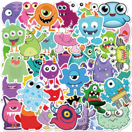 50Pcs Little Monster Cartoon Graffiti Stickers Skateboard Guitar Decorative Stickers DIY Waterproof Gift Sticker for Kids
