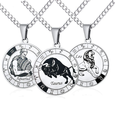 Wholesale Personalized Turntable Necklace 12 Star Sign Pendant Necklace Stainless Steel Necklace for Couple