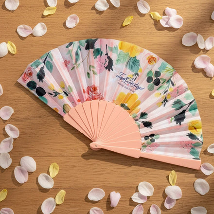 High Quality Durable Printed Plastic & Fabric Hand Fans with Cartoon/Music Patterns Customized Logo for Wedding Souvenirs Gifts