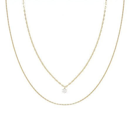 JOOLIM Ready to Ship High End 18k Gold Plated Stainless Steel Double-layer Dainty Zirconia Necklace for Woman