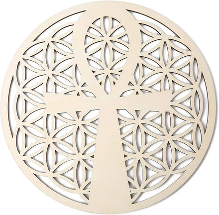 11.8 Inch Unfinished Eco-Friendly Durable Handmade Wooden Grid Flower Life Seed Life Sacred Geometry Art Wall Decor