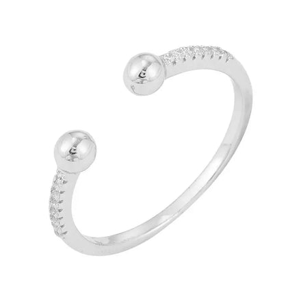 Wholesale White Zircon Rings Rhodium & Gold Plated 925 Sterling Silver Classic Gemstone Open Adjustable Wedding Party Ring