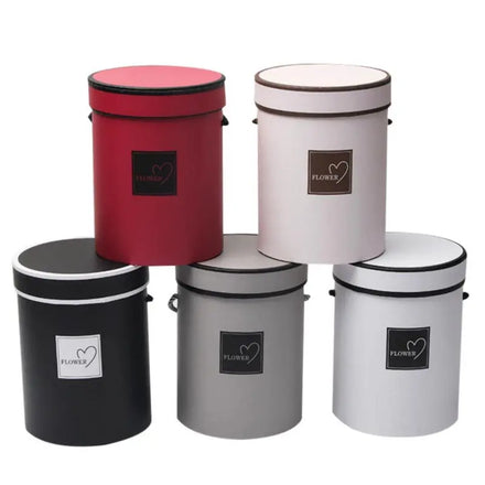 New Hugging Bucket Flower Arrangement Packaging Box European Style Small Round Flower Box with Handle