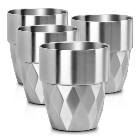 10oz Shatterproof Double Wall Stainless Steel Tumbler Coffee Cup Diamond Pattern Beer Camping Mugs