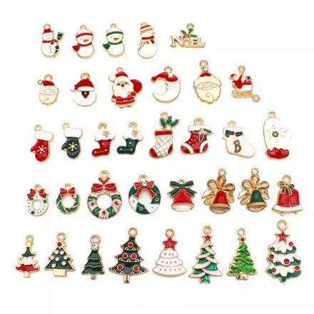 DIY Gold Color Plated Zinc Alloy Enamel Christmas Jewelry Pendants Christmas Design with Rhinestone 1627909