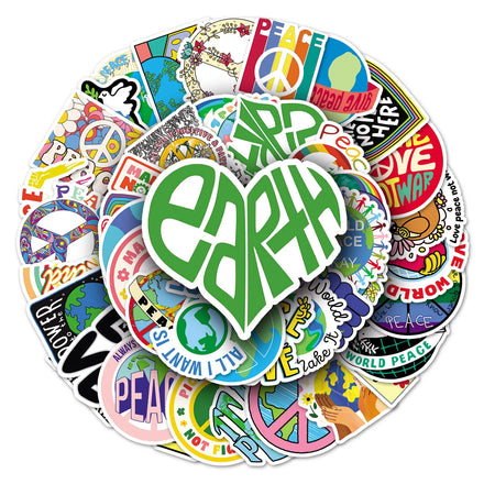 50PCS Cartoon cute hip hop trend love world peace hippie love and peace sticker