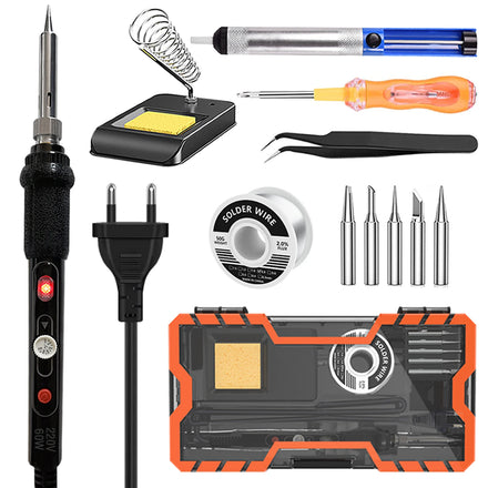 HANDIF 12-In-1 60W Premium Soldering Iron Kit Copper Ceramic Heater Welding Tips Soldering Gun Solder Wire-3-Year Warranty