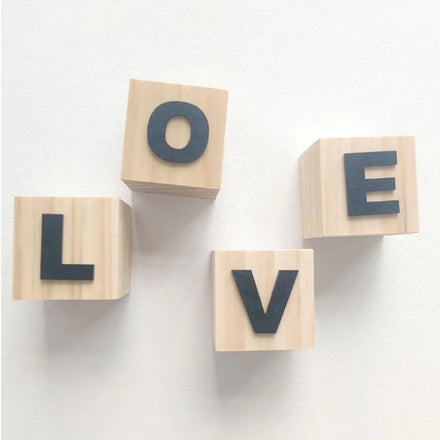 Polished Pine 26 Alphabet Wooden Blocks for Home Decor Folk Art Style 6cm Cube with Letters Gift Box Included