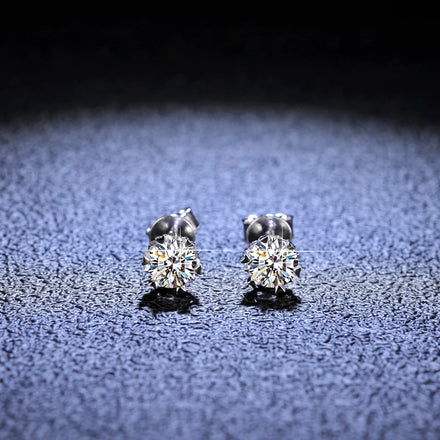 Genuine 1ct D Color VVS Moissanite Diamond Stud Earrings Ladies Solid 925 Sterling Silver Rhodium Plated GRA Certified for
