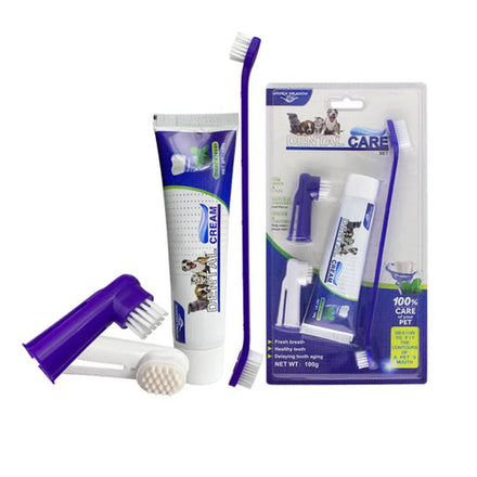 4 in 1 Pet Dental Care Set Dog Toothbrush Kit Cat Toothpaste Set Cat Tooth Brushing Kit