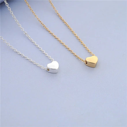 Tiny Heart Short Necklace for Women Silver Color Gold Chain Small Heart Pendant Necklace Bohemian Chocker Necklace Jewelry