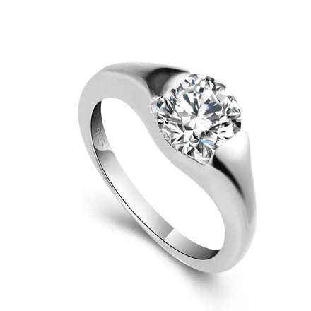 Minimalist Stackable Single Cubic Zirconia Engagement Gift Ring Women's Sterling Silver Gold Plated Jewelry