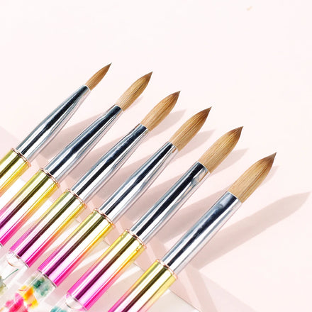 SeeJoy SJ-2114 100% Pure Kolinsky Hair Acrylic Art Nail Brush Metal Handle Custom Logo Sizes 2#-16#