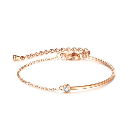 Delicate Cubic Zircon Stainless Steel Bracelet Rose Gold Splicing Chain Temperament Women Bangles Bracelet
