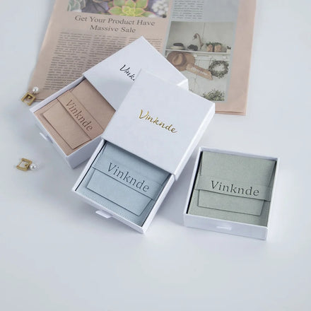 Custom Printed White Fashion Logo Packaging Set for Necklaces and Earrings Microfiber Envelope Pouch Included