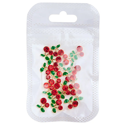 20Pcs 3D Alloy Cherry Nail Rhinestones Metal Red Pink Crystal Cherry Diamonds Nail Charms Jewellery Nail Decoration Rhinestone